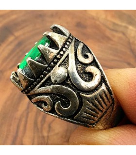 Anello cavaliere in lega di acciaio inossidabile - Stile gotico medievale - Modello Wahid Akhdar