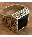 Anello cavaliere in lega di acciaio inossidabile - Stile gotico medievale - Modello Iznain Aswad