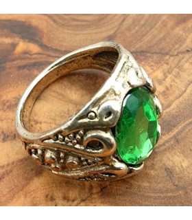 Stainless Steel Alloy Unisex Ring - Medieval Gothic Style - Khamsa Akhdar Model