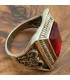 Anello Unisex Acciaio Inossidabile - Pietra Rossa - Stile Gotico Medievale - Modello Ashra Ahmar