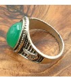 Anello Unisex Lega Inox - Pietra Verde - Stile Gotico Medievale - Modello Ihda Ashra Akhdar