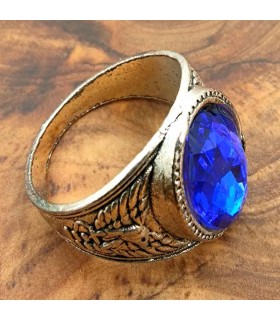 Unisex Ring Inox-Legierung - Blauer Stein - Mittelalterliche Gotik - Zalaza Ashra Azrak Model