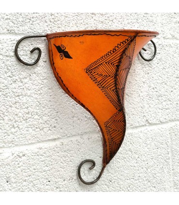 Aplique Pantalla de Piel pintado con Henna - Decoración Andalusí - Artesanía Marroquí - Modelo Bortukal
