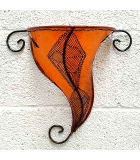 Aplique Pantalla de Piel pintado con Henna - Decoración Andalusí - Artesanía Marroquí - Modelo Bortukal