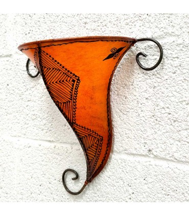 Aplique Pantalla de Piel pintado con Henna - Decoración Andalusí - Artesanía Marroquí - Modelo Bortukal