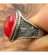 Bague unisexe en alliage d'acier inoxydable - Pierre rouge - Style gothique médiéval - Modèle Ashrin Ahmar