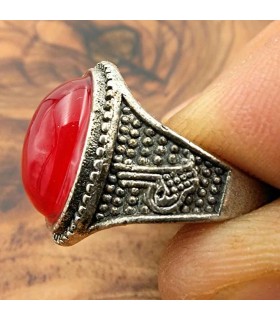 Anillo Unisex Aleación Inox - Piedra Roja - Estilo Medieval Gótico - Modelo Ashrin Ahmar