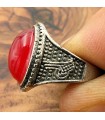 Anillo Unisex Aleación Inox - Piedra Roja - Estilo Medieval Gótico - Modelo Ashrin Ahmar