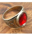Anillo Unisex Aleación Inox - Piedra Roja - Estilo Medieval Gótico - Modelo Iznain Ashrin Ahmar
