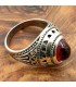 Anillo Unisex Aleación Inox - Piedra Roja - Estilo Medieval Gótico - Modelo Zalaza Ashrin Ahmar