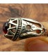 Anillo Unisex Aleación Inox - Piedra Roja - Estilo Medieval Gótico - Modelo Sitta Ashrin Ahmar
