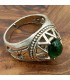 Bague unisexe en alliage d'acier inoxydable - Pierre verte - Style gothique médiéval - Modèle Sebaa Ashrin Akhdar