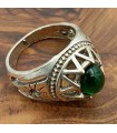 Anillo Unisex Aleación Inox - Piedra Verde - Estilo Medieval Gótico - Modelo Sebaa Ashrin Akhdar