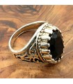 Anillo Unisex Aleación Inox - Piedra Negra - Estilo Medieval Gótico - Modelo Zalazin Aswad