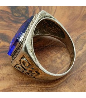 Anillo Unisex Aleación Inox - Piedra Negra - Estilo Medieval Gótico - Modelo Arbaa Azrak