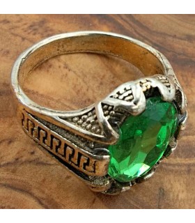 Anillo Unisex Aleación Inox - Piedra Verde - Estilo Medieval Gótico - Modelo Zalaza Zalazin Akhdar