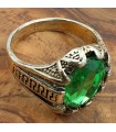 Bague unisexe en alliage d'acier inoxydable - Pierre verte - Style gothique médiéval - Modèle Zalaza Zalazin Akhdar