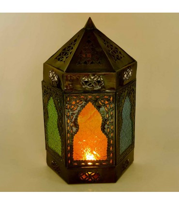Candeeiro de parede em vidro e metal para interior - decoração árabe andaluza - modelo Bab Alkauzar