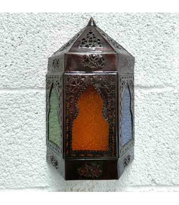 Candeeiro de parede em vidro e metal para interior - decoração árabe andaluza - modelo Bab Alkauzar