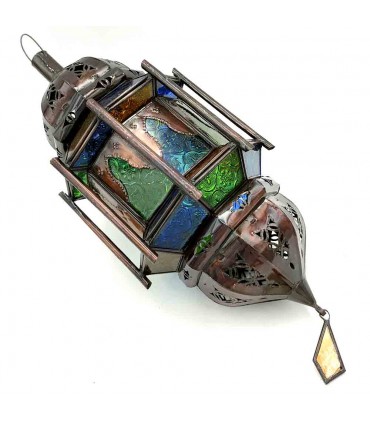 Andalusische Innendeckenlampe - Glas und Metall - Marokkanisches Kunsthandwerk - Modell Bab Alkauzar