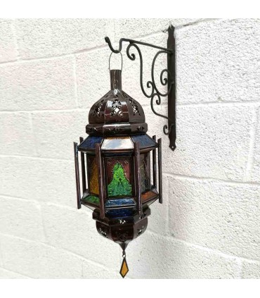 Andalusische Innendeckenlampe - Glas und Metall - Marokkanisches Kunsthandwerk - Modell Bab Alkauzar
