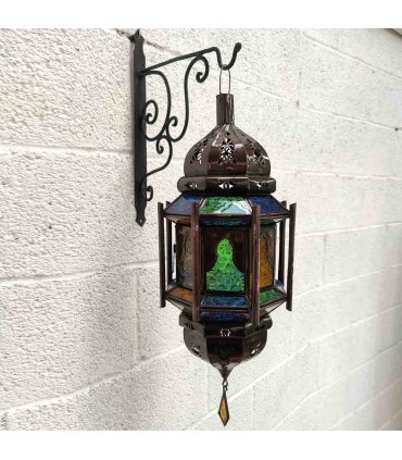 Andalusische Innendeckenlampe - Glas und Metall - Marokkanisches Kunsthandwerk - Modell Bab Alkauzar