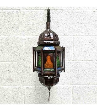 Andalusische Innendeckenlampe - Glas und Metall - Marokkanisches Kunsthandwerk - Modell Bab Alkauzar