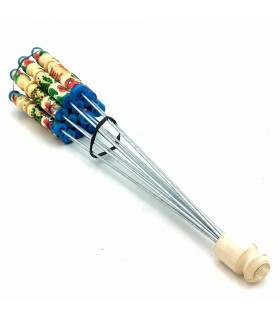 12 x Brochettes Méta et Bois pour Barbecue ou Plancha - Artisanat Marocain - Modèle Chaui