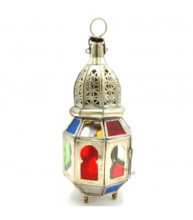 Farolillo Farol de Laton Niquelado - Artesanía Marroquí - Decoración Árabe - Modelo 2 Nuhas