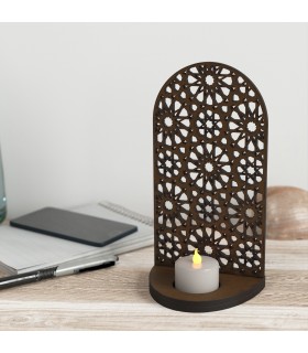 Portavelas Candelabro Celosía Madera Calada - Corte y Grabado Láser - Modelo Bab Fátima
