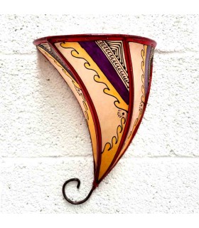 Aplique Pantalla de Piel pintado con Henna - Decoración Andalusí - Artesanía Marroquí - Modelo Mulawan