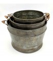 Pack 3 Mehrzweckkörbe oder -eimer aus Metall – Vintage-Dekoration – Mukaeab-Modell