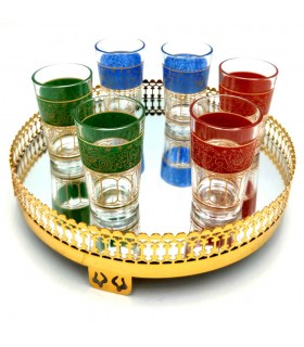 6 x Verres à Thé Marocains Multicolores - Artisanat Turc - Modèle Fathein
