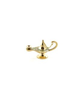 Genio aladino lampada ad olio - stoppino di cotone - bronzo - novità