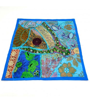 Capa de Almofada Pathwork - Recortes Sari - Artesanato Indiano - Modelo Jaudein 40x40cm