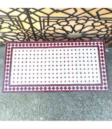 Mosaic Low Center Table Garden or Andalusí Patio - Garnet - Moroccan Crafts - Wassat Model