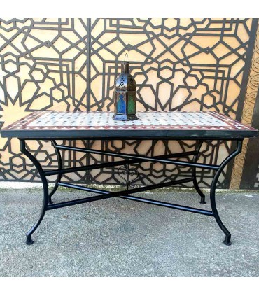 Mosaic Low Center Table Garden or Andalusí Patio - Garnet - Moroccan Crafts - Wassat Model