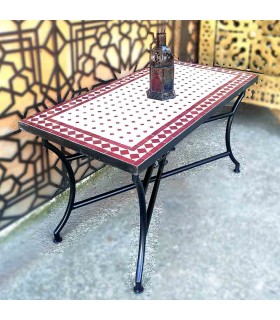 Jardim de Mesa Centro Baixo Mosaico ou Pátio Andaluz - Garnet - Artesanato Marroquino - Modelo Wassat