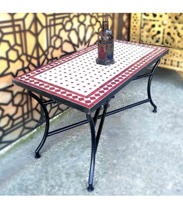 Mosaic Low Center Table Garden or Andalusí Patio - Garnet - Moroccan Crafts - Wassat Model