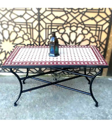 Mosaic Low Center Table Garden or Andalusí Patio - Garnet - Moroccan Crafts - Wassat Model
