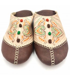Babucha Marroquí Mujer - Color Marron Oscuro - Artesanía Marroquí Cuero Autentico - Modelo Azrar