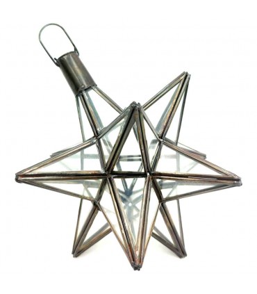 Lámpara Techo Colgar Estrella Andalusí  - Color Transparente - Artesanía Marroquí - Modelo Estrella Nujum