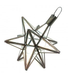 Lámpara Techo Colgar Estrella Andalusí  - Color Transparente - Artesanía Marroquí - Modelo Estrella Nujum