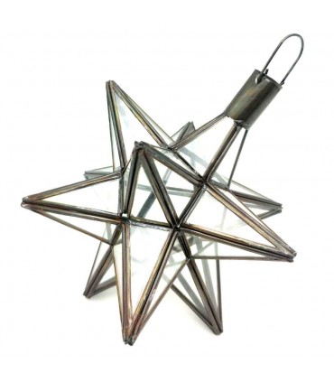 Andalusische Stern-Hänge-Deckenlampe - transparente Farbe - marokkanisches Kunsthandwerk - Nujum Star-Modell