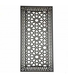 Cuadro Decorativo Celosía Árabe Madera Wengue - Decoración Oriental - Corte Láser - Modelo Warda 2 - 60 x 30 cm