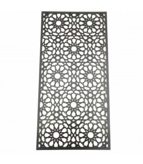 Cuadro Decorativo Celosía Árabe Madera Wengue - Decoración Oriental - Corte Láser - Modelo Warda 3 - 60 x 30 cm