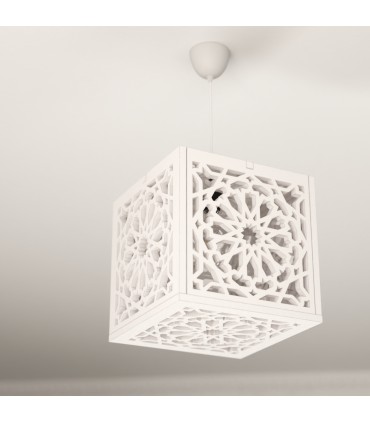 Lâmpada de teto de design cubo com treliça árabe moderna - artesanato Jaima Alkauzar - modelo Murabaa Alhambra