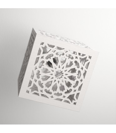 Lampara Techo De Diseño Cubo con Celosia Árabe Moderna - Artesanía Jaima Alkauzar - Modelo Murabaa Alhambra