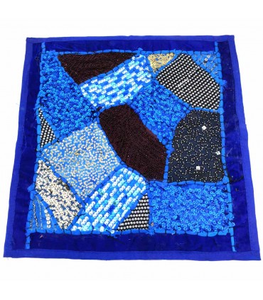 Funda Cojín Pathwork - Recortes Sari - Artesania India - Modelo Jaudein 40x40cm