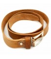 Cinturón de Cuero Artesanal - Marron Claro - Marroquinería - Hebilla Metal - Modelo Hakkama